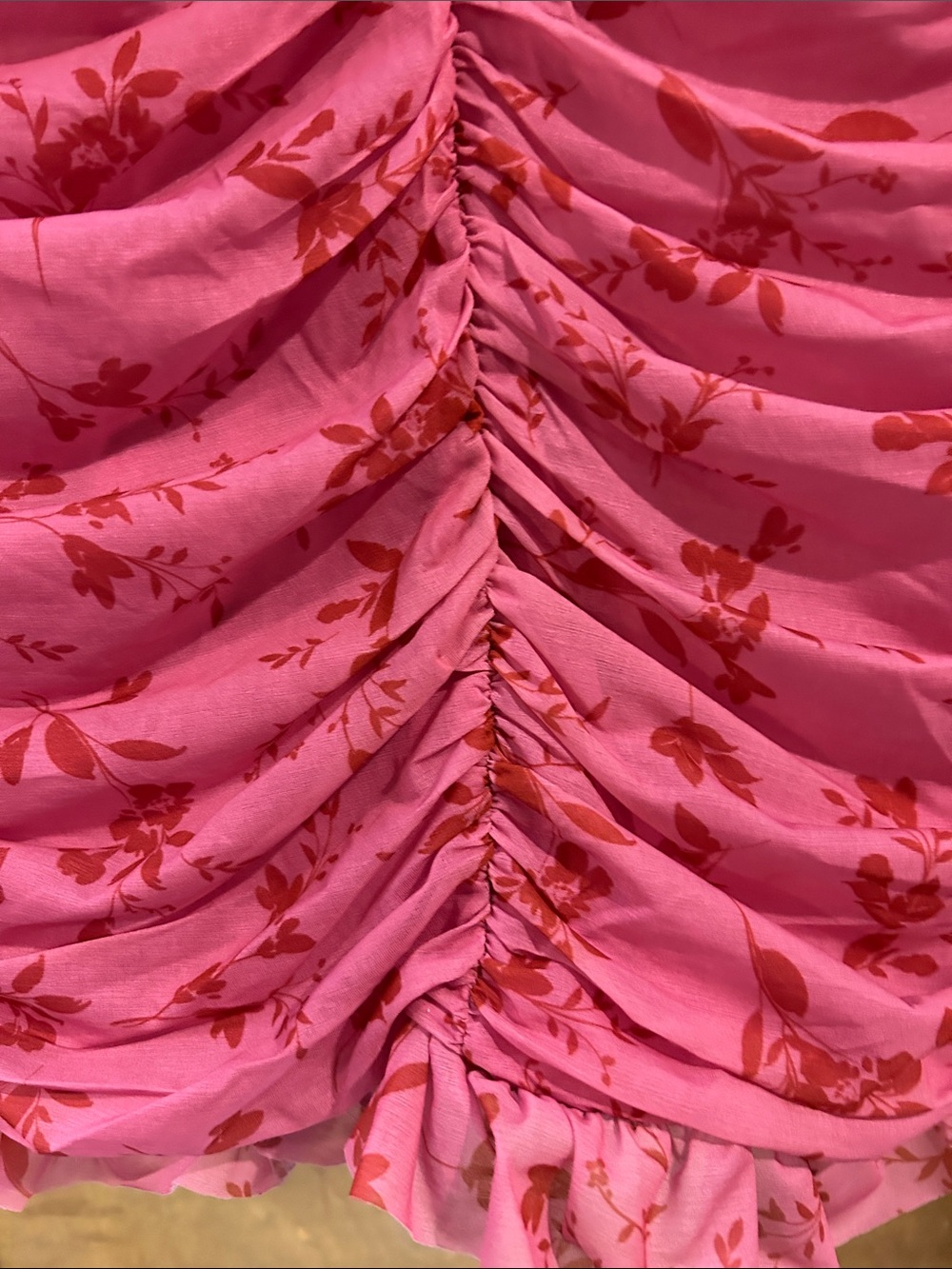 Pink Floral Ruffle Ruched Mini Dress - Homecoming - Picture 14 of 14